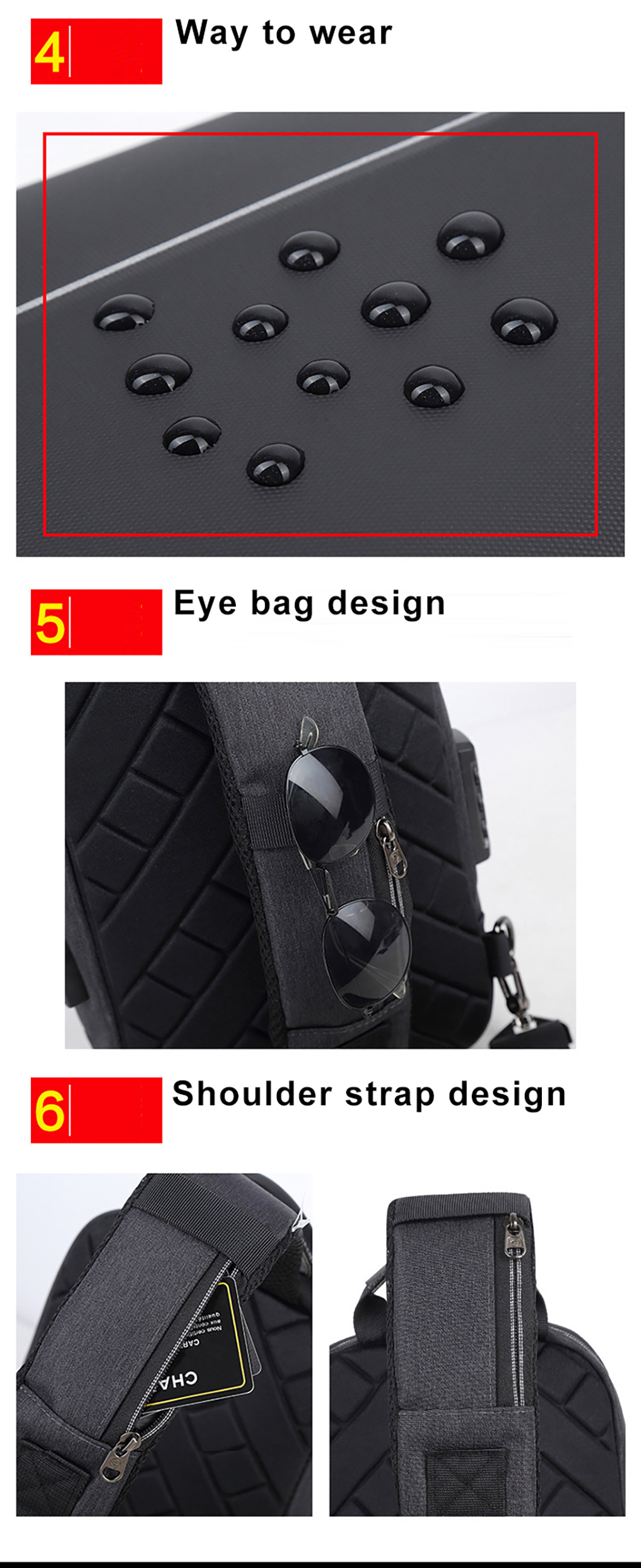 Anti-Theft Sling Chest Bag Waterproof Crossbody Travel Shoulder EVA Bag(图6)