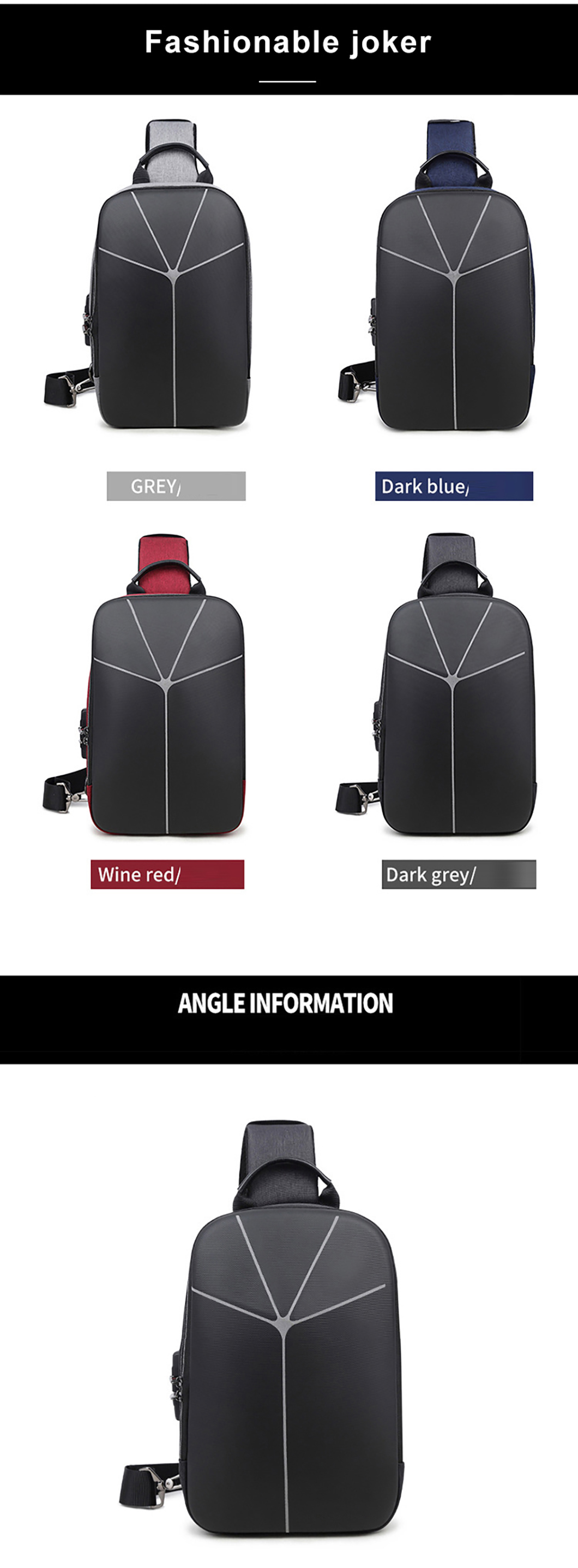 Anti-Theft Sling Chest Bag Waterproof Crossbody Travel Shoulder EVA Bag(图8)