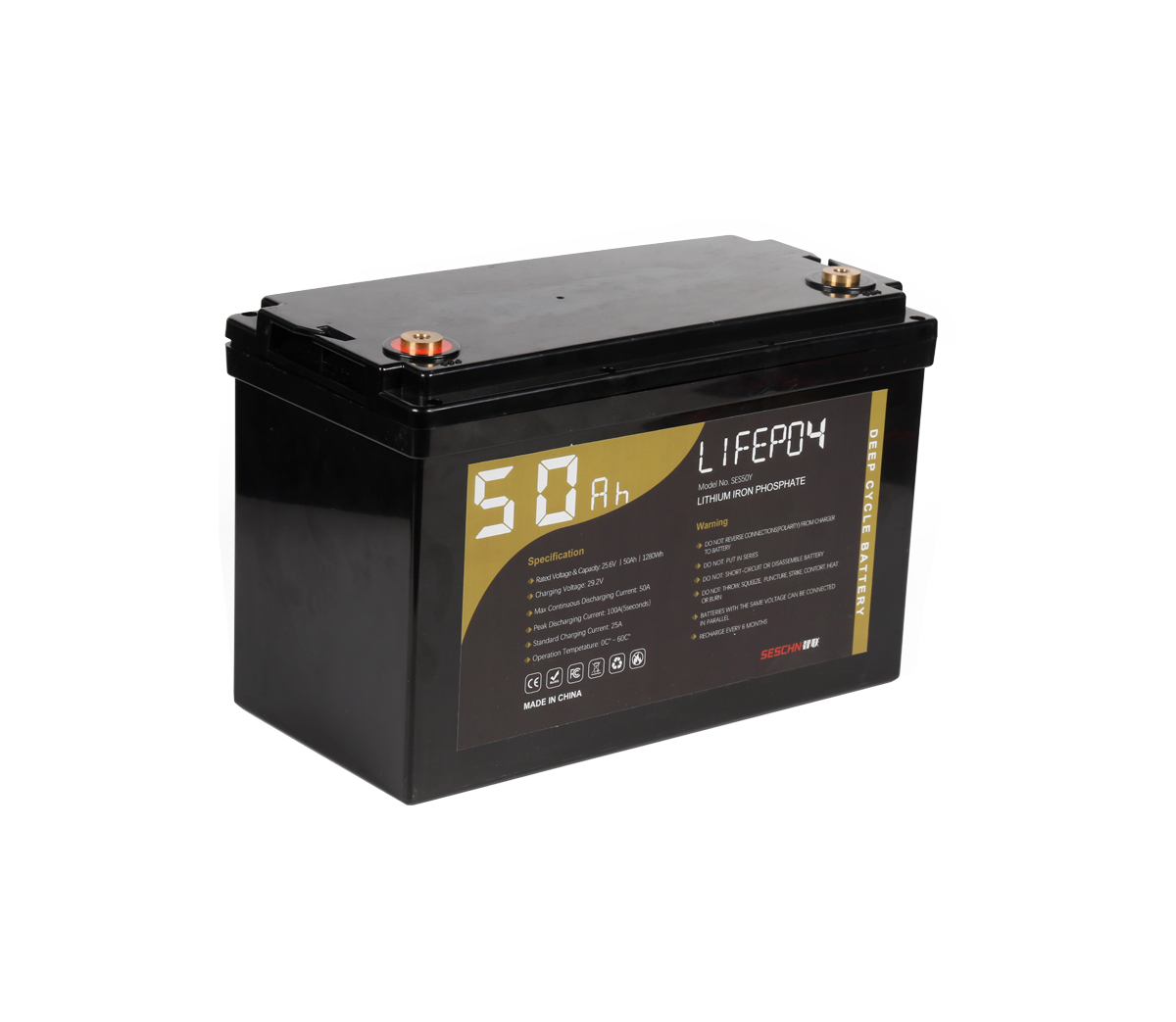 24V 50Ah Lithium Ion Battery LiFePO4 Deep Cycle Camping RV Solar  