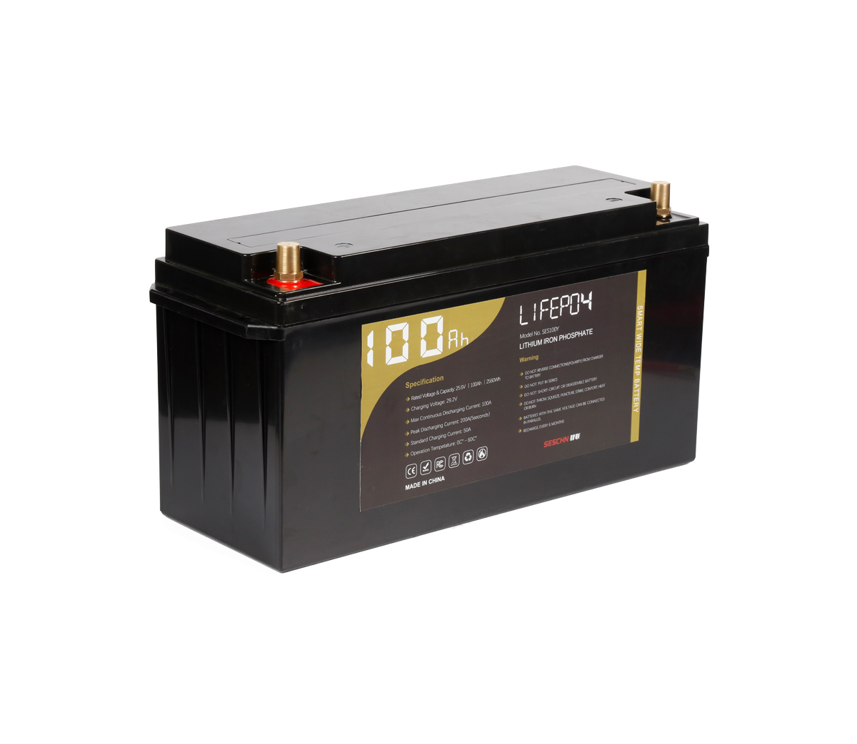 24V 100Ah Lithium Ion Battery LiFePO4 Wide Temperature 