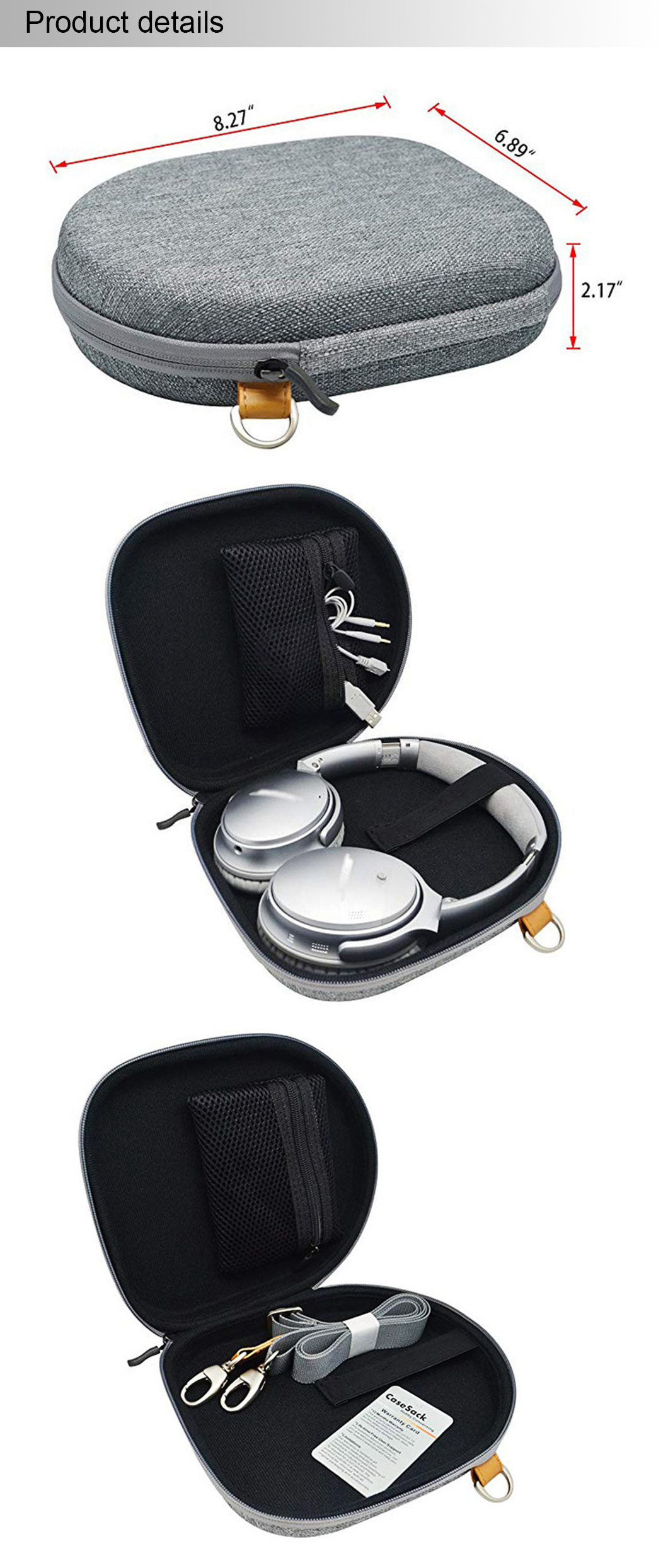 Travel EVA Case Hard Shell Protective Carrying Bag for Headphone and Parts(图1)