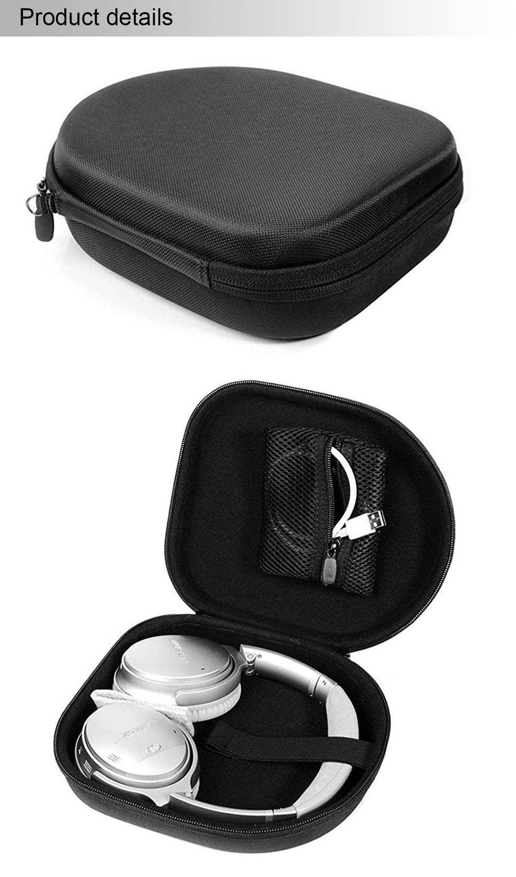 Travel EVA Case Hard Shell Protective Carrying Bag for Headphone and Parts(图2)