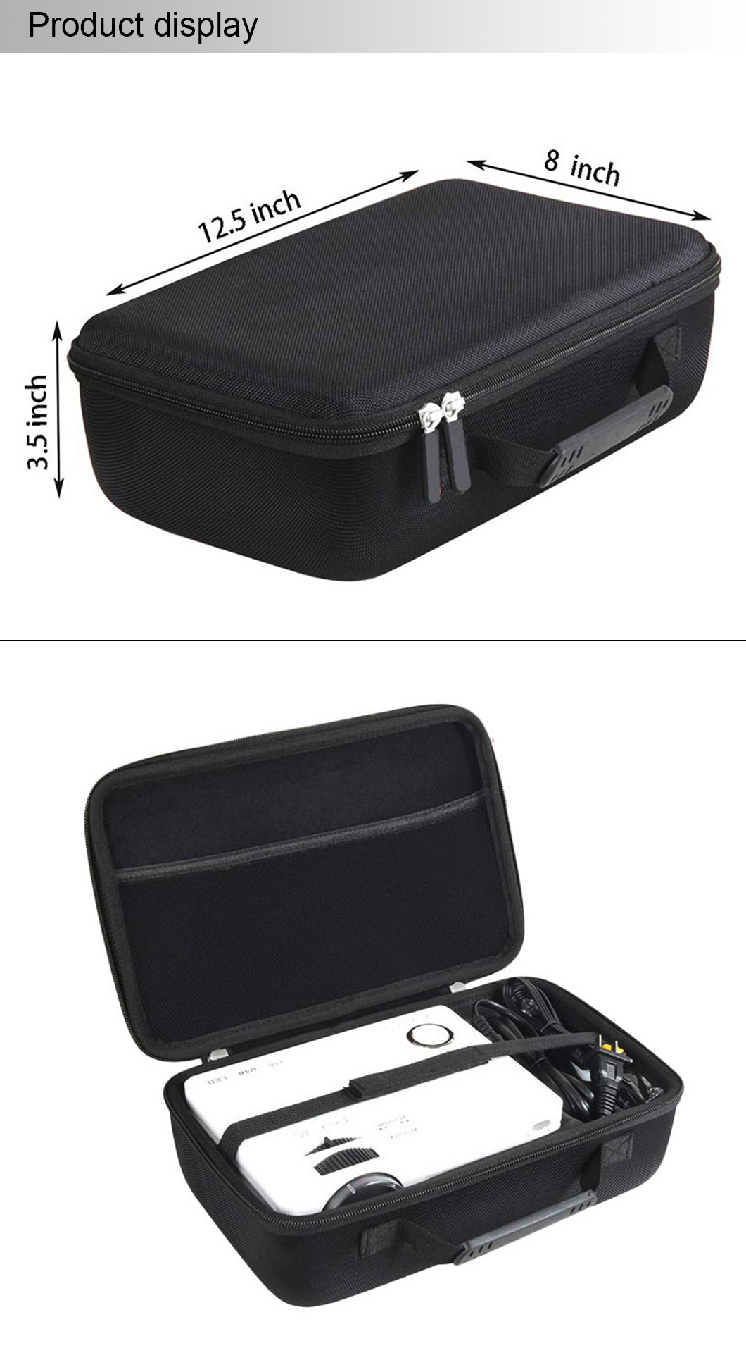 Portable Projector Case Hard EVA Travel Case for Video Projector and Accessories(图1)