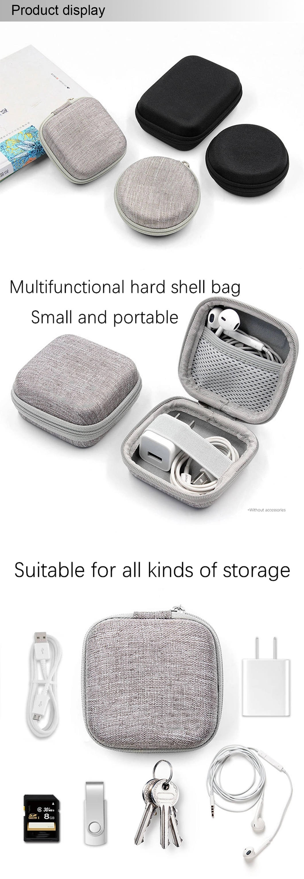 Storage EVA Case Travel Box for Earphone, Cable, Charger(图3)