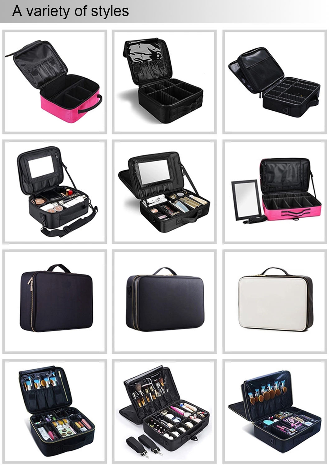 Makeup Bag Cosmetic Case Small Organizer Case with Adjustable EVA Dividers(图2)
