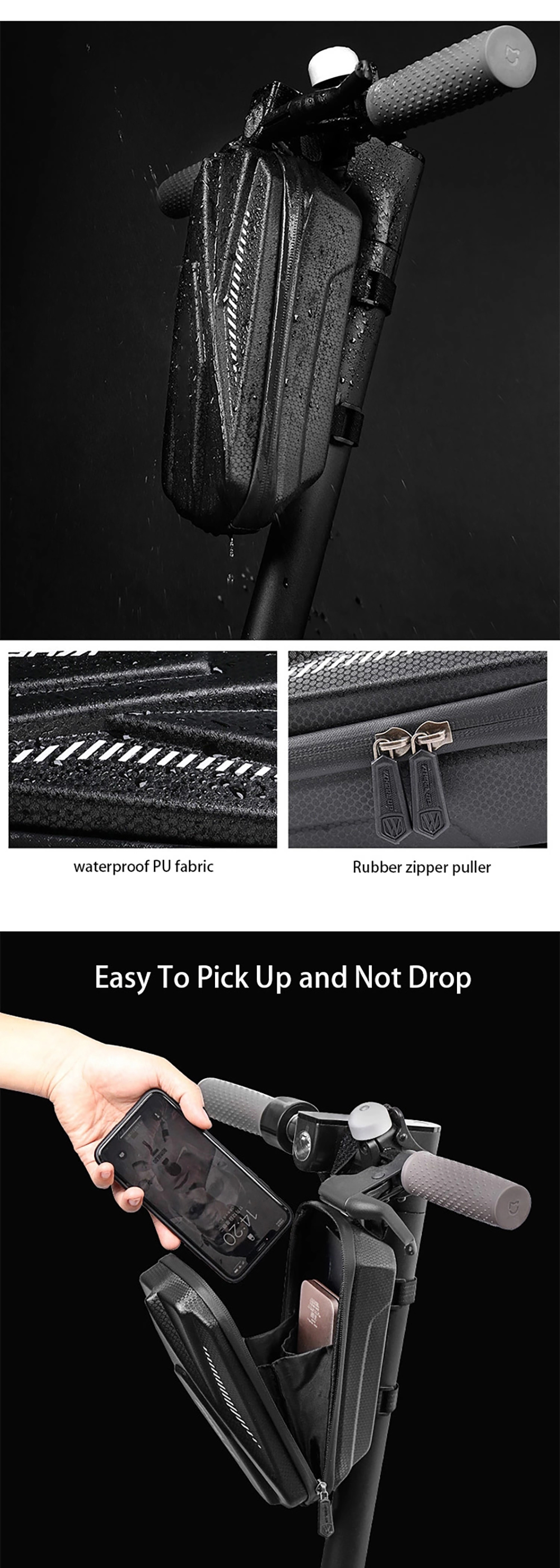 Waterproof Electric Scooter Storage Bag EVA Hard Shell Handlebar Bag(图2)