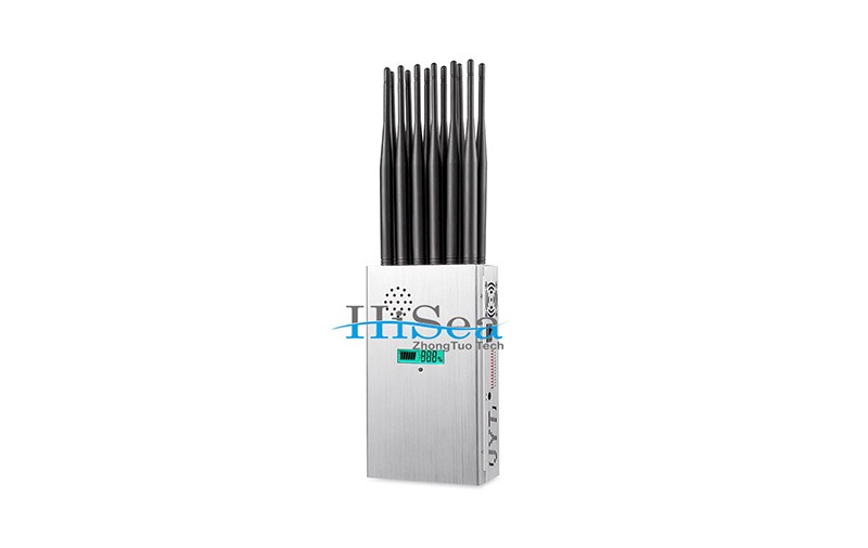 HS-S12HJ Handheld 12 Bands 5G Cellphone Signal Jammer with Nylon Cover and Screen Display