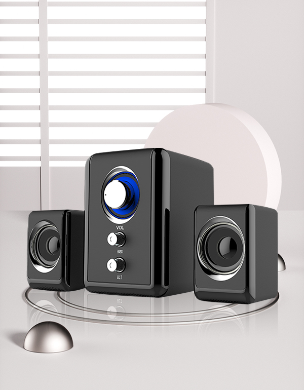 USB-Powered 2.1 Multimedia Speakers System with Subwoofer, 10 Watts Computer Speakers, Strong Bass, 3.5mm Audio Inputs, for PC/Tablet/Music Player (Plastic)