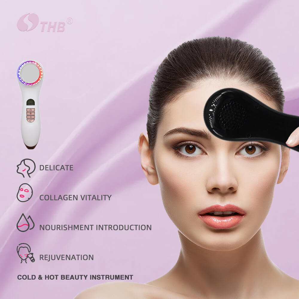 LED Face Skin Rejuvenation Cryotherapy Photon Facial Lifting Vibration Massager Hot Cool Instrument Skin Care Beauty Device