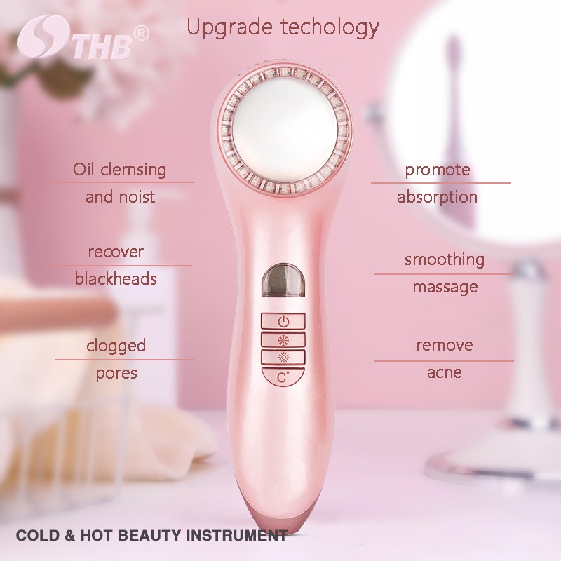 LED Face Skin Rejuvenation Cryotherapy Photon Facial Lifting Vibration Massager Hot Cool Instrument Skin Care Beauty Device